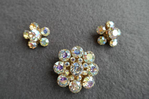 Kramer Rhinestone Brooch and clip Earrings