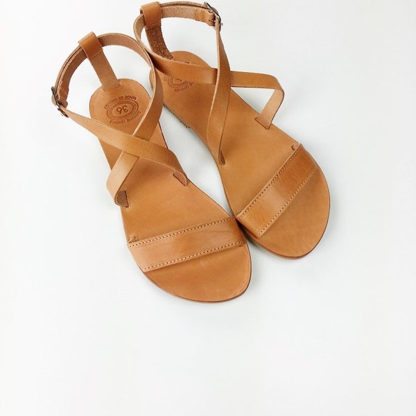 Open Toe Greek Leather Sandals - Women  Handmade Greek Sandals