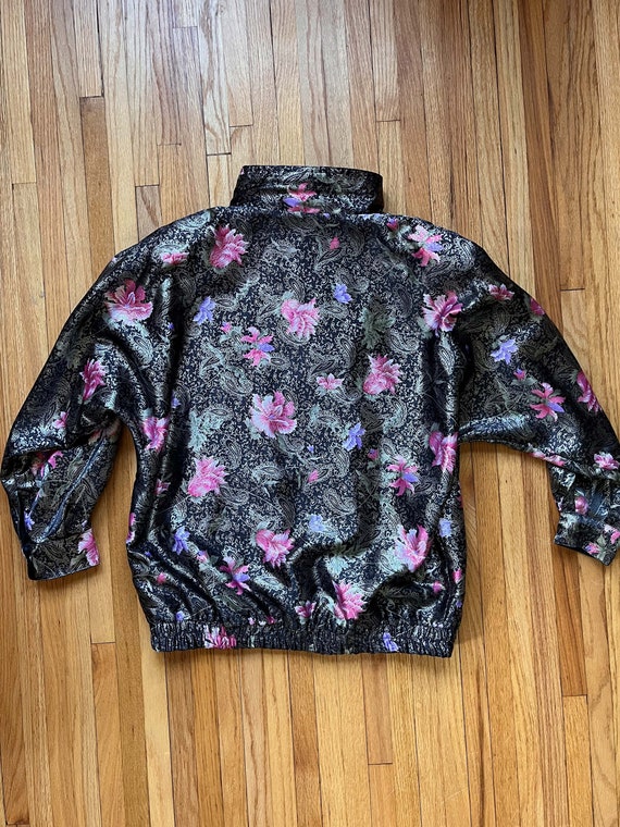 80s / 90s Reversible Black and Paisley Floral Sil… - image 2