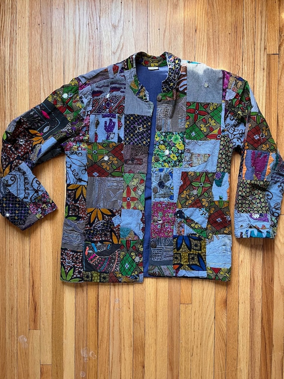 Hippie Patchwork Jacket - 100% Cotton, Made in In… - image 1