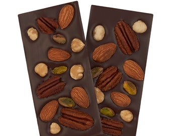 Chocolate Nut Bark - 2 Chunks. Gluten Free. Vegan. Kosher Parve Certified. Natural and Organic Ingredients. Handcrafted in Brooklyn, NY