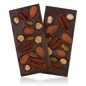 Chocolate Nut Bark - 2 Chunks. Gluten Free. Vegan. Kosher Parve Certified. Natural and Organic Ingredients. Handcrafted in Brooklyn, NY