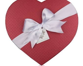 Artisan Quilted Heart Chocolate Gift Box - Handcrafted Truffles. Vegan. Gluten Free. Kosher Parve. 30pc. Made in Brooklyn, New York