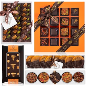 Vegan Chocolate Gift Assortment - Truffles, Mendiants, Glazed Orange Slices, Lollipops, Chocolate Covered Cookies. IN A GIFT BOX