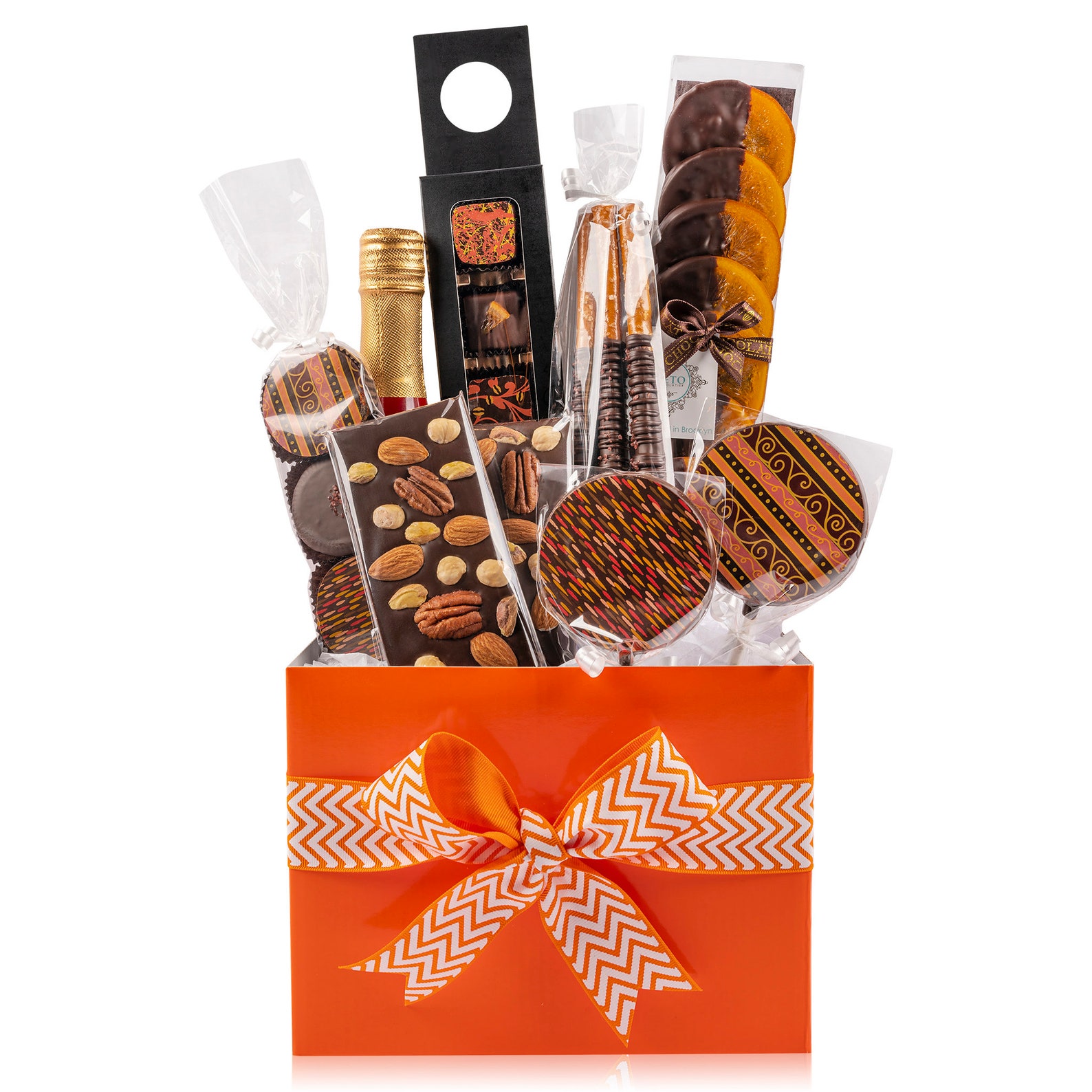 Chocolate Gift Basket Truffles Glazed Orange Slices Barks Etsy