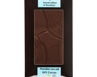 Large Artisan Vegan Hawaiian Sea Salt Chocolate Bar - Gluten Free. Kosher Parve Certified. Handcrafted in Brooklyn, New York