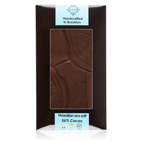 Large Artisan Vegan Hawaiian Sea Salt Chocolate Bar - Gluten Free. Kosher Parve Certified. Handcrafted in Brooklyn, New York