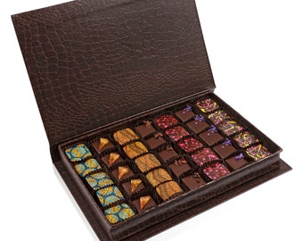 Vegan Chocolate Book Gift Box - Vegan Truffles. Gluten Free. Kosher Parve. 35pc included. Handcrafted in Brooklyn, New York