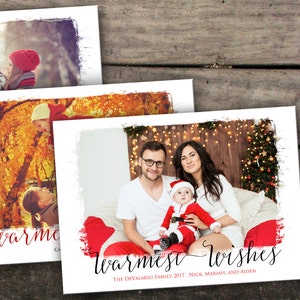 Photo personnalisée Cartes de Noël Souhaits les plus chaleureux Salutations de Noël Carte de Noël minimaliste Carte de Noël moderne