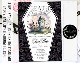 Death to my 20s Invite, Gothic 20th Birthday Invitation, Funeral 30th Birthday, RIP to my 20s, Black 30th Birthday Invite