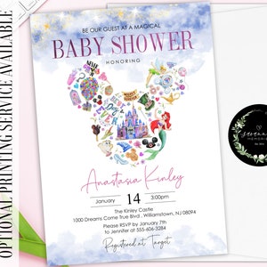 Mickey Baby Shower Invitation Princess Baby Shower Invites Magical Baby Shower Invitation Mouse Ears Baby Shower Never Grow Up Invite