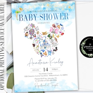 Mickey Baby Shower Invitation Magical Baby Shower Invitation Mouse Ears Baby Shower Invitation Never Grow Up Baby Shower Invite