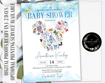 Mickey Baby Shower Invitation Magical Baby Shower Invitation Mouse Ears Baby Shower Invitation Never Grow Up Baby Shower Invite