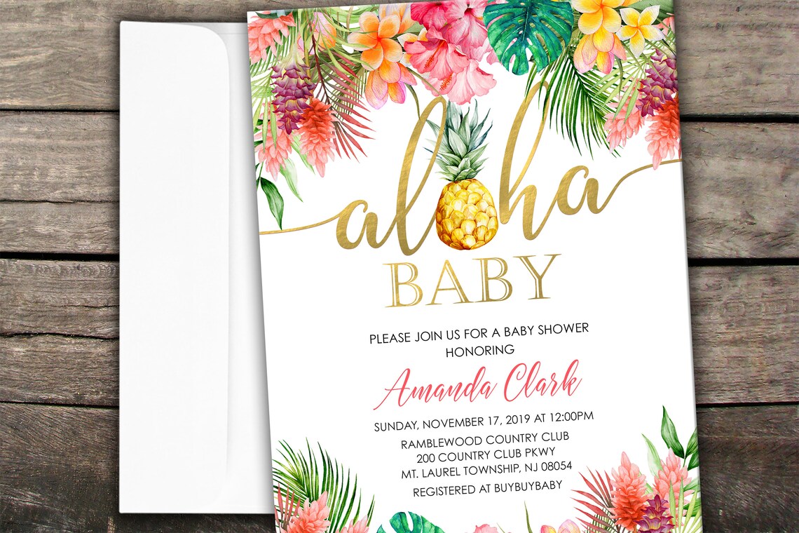 10 OFF Printed or Digital Luau Baby Shower Invitation Etsy