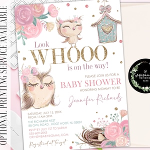 Owl Baby Shower Invitation Owl Shower Invitation Pink and Gold Owl Baby Shower Invitation Baby Girl Shower Invitation Owl Baby Shower Invite