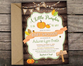 10% OFF NEW Printed or Digital Fall Baby Shower Invitation Pumpkin Baby Shower Pumpkin Baby Invitation Autumn Baby Shower Pumpkin Birthday