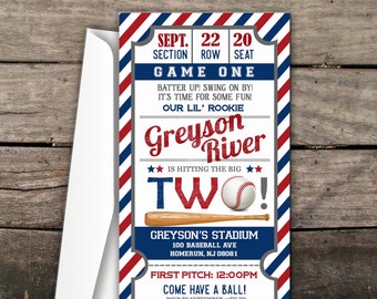 10% OFF Printed or Digital Baseball Birthday Invitation Baseball Ticket Invitation Sports Birthday All Star Birthday First Birthday Invite