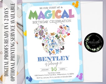 Mickey Birthday Invitation Magical Birthday Invitation Mouse Ears Birthday Invitation Never Grow Up Birthday Invite