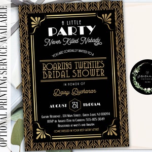 Roaring 20&#39;s Bridal Shower Invitation Great Gatsby Bridal Invitation Art Deco Bridal Shower Invite Harlem Nights Murder Mystery Invitation