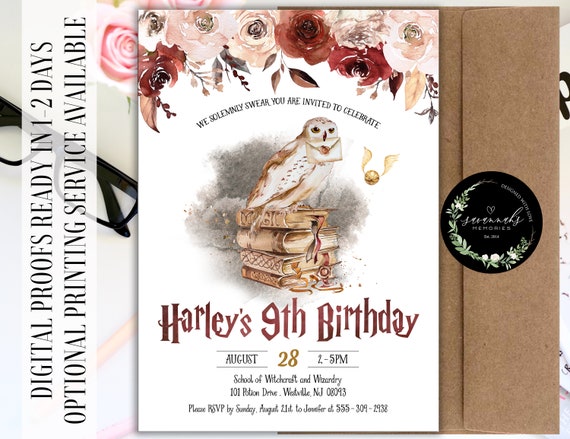 Wizard and Witchcraft Birthday Invitation Magical Birthday Invites Wizardry Birthday Invite