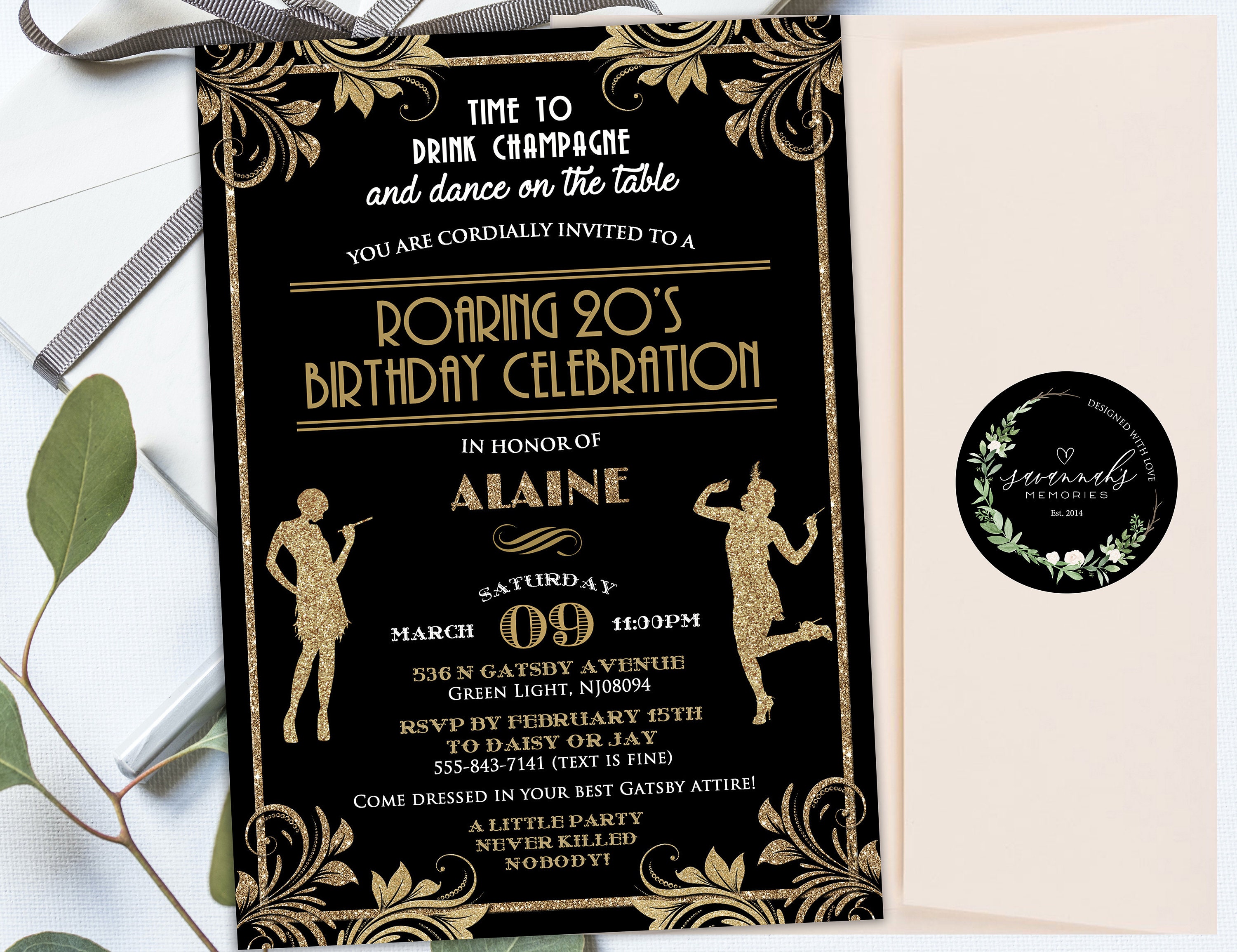 Roaring 20's Birthday Invitation Great Gatsby Birthday Invitation Art Deco  Birthday Invite 30th Birthday Invite Harlem Nights Invitation - Etsy Israel, image size:3000x2308