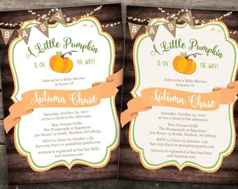 10% OFF Printed or Digital Fall Baby Shower Invitation Pumpkin Baby Shower Invitation Autumn Baby Shower Gender Neutral Printable Invitation