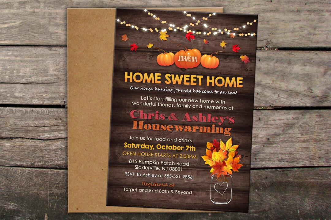 10 OFF Printed or Digital Fall Housewarming Invitation Autumn