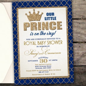 10% DI SCONTO NUOVO Glitter stampato o digitale Royal Baby Shower Invito Little Prince Baby Shower Invito È un invito baby shower per ragazzi