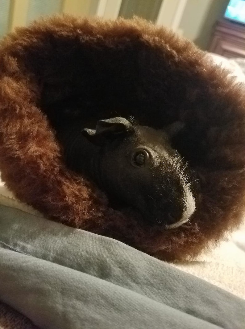 Small Animal Sleeping Bag Hedgehog Snuggle Sack with Faux Fur Size 9x9 Washable 3 Layers
