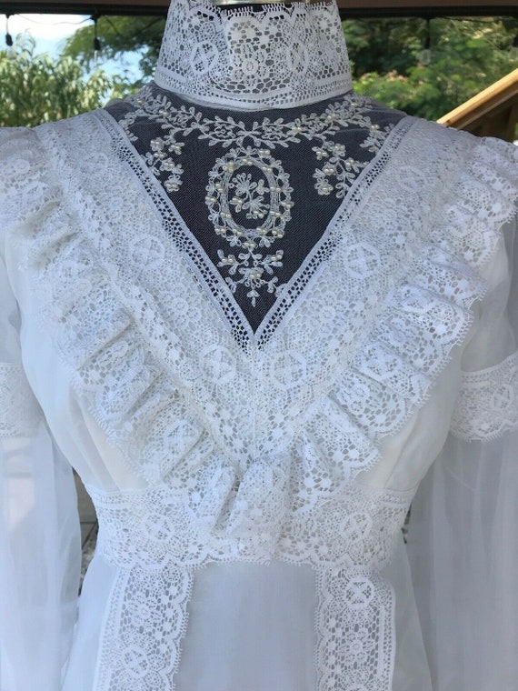 60s Wedding Dress - Bishop Sleeves - Boho - Victor