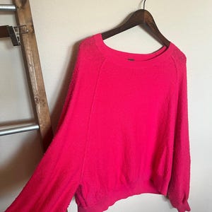 Free People Found My Friend Boulce Pullover Rock Candy Bright Pink - Size S image 4