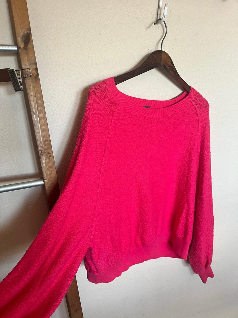 Free People Found My Friend Boulce Pullover Rock Candy Bright Pink - Size S image 4