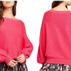 Free People Found My Friend Boulce Pullover Rock Candy Bright Pink - Size S image 1