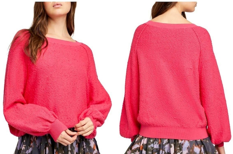Free People Found My Friend Boulce Pullover Rock Candy Bright Pink - Size S image 1