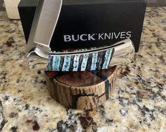 Buck Custom Nickel 112 Drop Point Ranger BOS S35VN Amazing fossil Scales