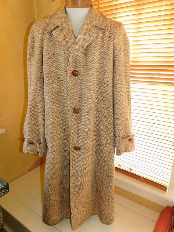 Mens 1950's Herringbone Top Coat