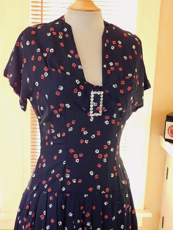 1950's Rayon Print Dress