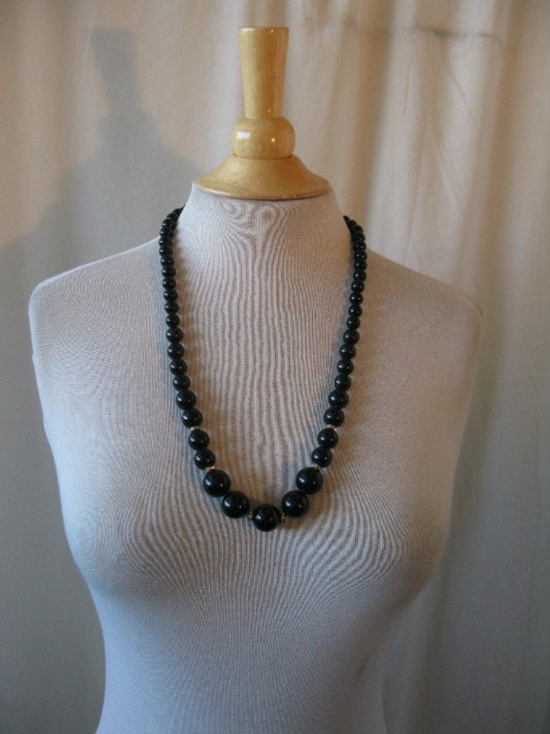 1960s Faux Black Pearl Necklace Etsy