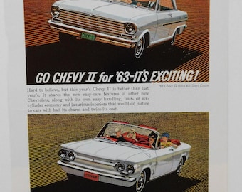 1963 Chevrolet Impala Coupe & Corvette Poster Size Ad - Etsy Canada