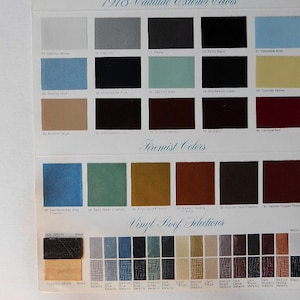 1978 Cadillac Dealer&#39;s Color Chart