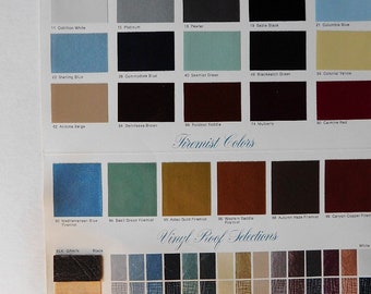 1978 Cadillac Dealer's Color Chart