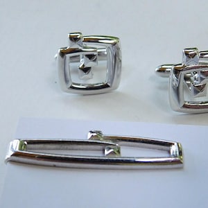 50&#39;s Cuff Link & Tie Clasp Set