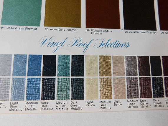 1978 Cadillac Dealer's Color Chart - Etsy