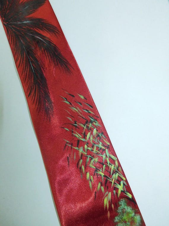 Hand Painted Asian Theme Tie View 6