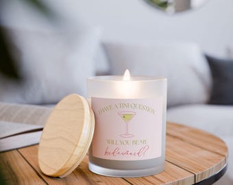 Martini Bridesmaid Proposal Candle Frosted Glass | Will You Be My Bridesmaid? | Tini Question