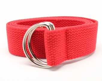 D-Ring Cotton Webbing Belt Multiple Colors for Kids & Adults 1.25