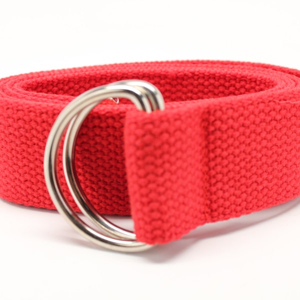 D-Ring Cotton Webbing Belt Multiple Colors for Kids & Adults 1.25