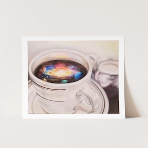 CUP OF COSMOS - Outer Space Coffee Original Art - Unframed Paper Print