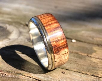 mens ring wooden ring mens wood ring wood ring koa wood ring wood wedding band guitar string ring guitar string jewelry musician