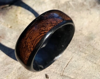 Mens ring, wooden ring, mens wood ring, wood ring, koa wood ring, mens wood wedding ring, wood wedding band, carbon fiber wood ring,